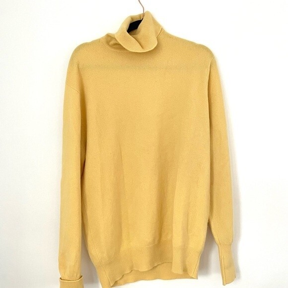 Vintage mens 100% cashmere turtleneck yellow sweater made in Scotland john laing - Picture 2 of 7